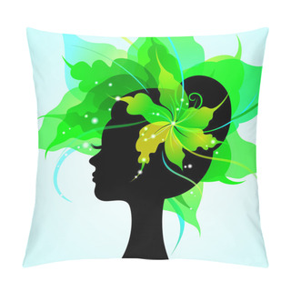 Personality  EPS10 Silhouette Of A Beautiful Young Woman Pillow Covers