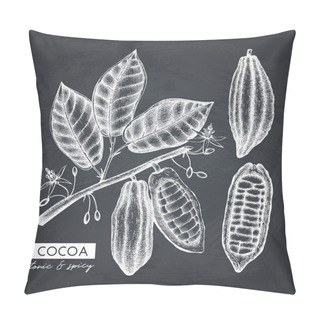 Personality  Vintage Hand Drawn Sketch Of Cocoa Beans, Leaves And Flowers Pillow Covers