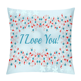 Personality  I Love You With Floral Frame Pillow Covers