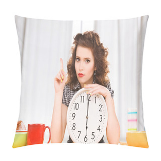 Personality  Young Attractive Woman In The Kitchen Pillow Covers