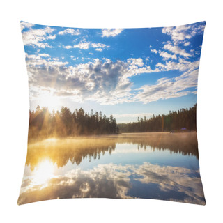 Personality  Sunrise Over Misty Lake In Payson, Arizona Pillow Covers