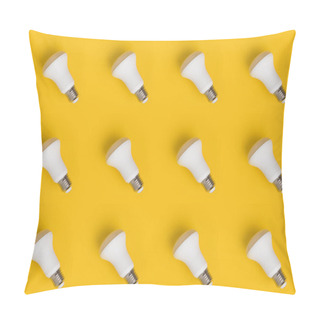 Personality  Full Frame Of Arrangement Of Light Bulbs Isolated On Yellow Pillow Covers