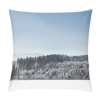 Personality  Landscape With Forest And Carpathian Mountains Covered With Snow Pillow Covers