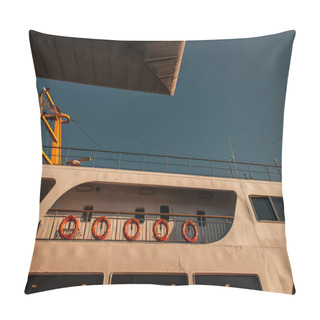 Personality  Red Lifebuoys On Moored Vessel Against Blue Sky, Istanbul, Turkey Pillow Covers