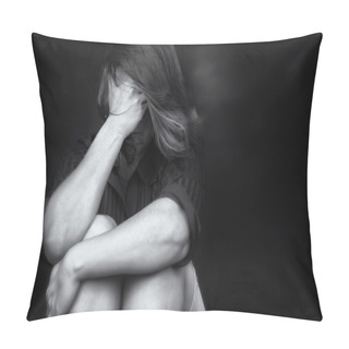 Personality  Young Woman Crying Domestic Violence Pillow Covers