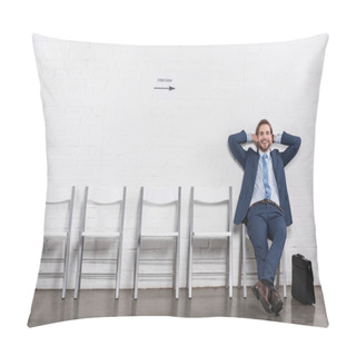 Personality  Relaxed Caucasian Businessman Waiting For Job Interview Pillow Covers