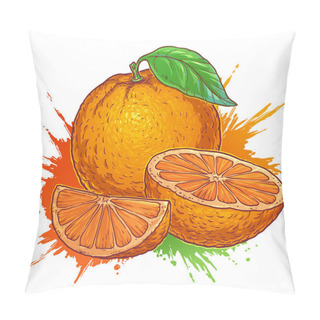 Personality  Juicy Orange On A White Background Pillow Covers