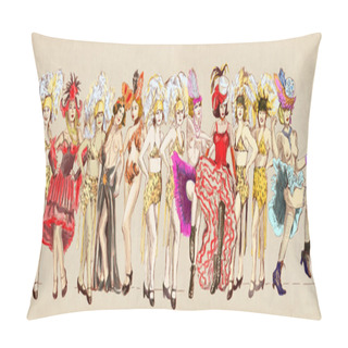 Personality  Retro Image With Lots Of Show Girls Pillow Covers