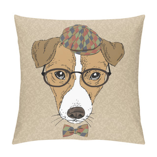 Personality  Hand Drawn Vector Fashion Portrait Of Jack Russell Terrier Pillow Covers