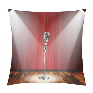 Personality  Microphone And Red Curtain Pillow Covers