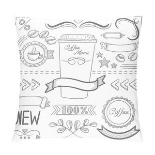 Personality  Set Of Labels, Ribbons, Frames For Coffe Menu. Pillow Covers