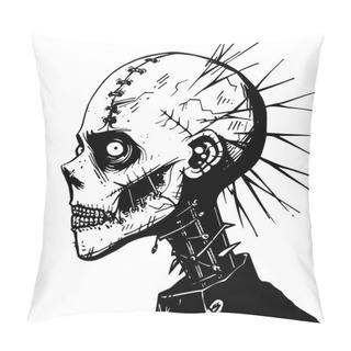 Personality  Metal Macabre Sinister Symphony In Line Art Vector Illustrative For Your Work's Logos, T-shirt Merchandise, Stickers, Label Designs, Posters, Greeting Cards, And Advertising For Business Entities Or Brands. Pillow Covers