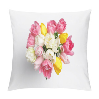 Personality  Tender Spring Tulip Flowers Isolated On White Pillow Covers