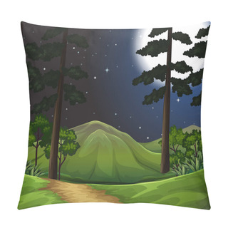 Personality  Woods At Night Scene Illustration Pillow Covers