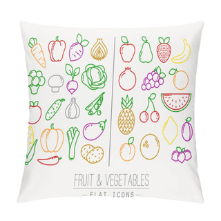 Personality  Flat Fruits Vegetables Icons Color Pillow Covers