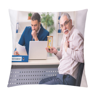 Personality  Young Male Lawyer And Old Man In Testament And Time Management C Pillow Covers