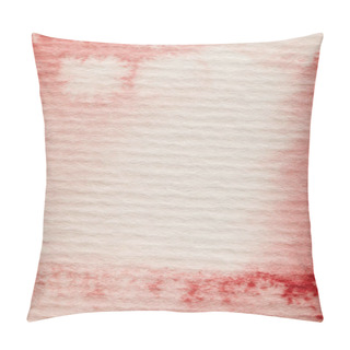 Personality  Close Up View Of Red Bright Watercolor Paint Spill On Textured Paper Background Pillow Covers