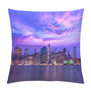 Personality  Manhattan Skyline In New York Across The River, Showcasing The Impressive Architecture And Modern Cityscape At Sunset Pillow Covers