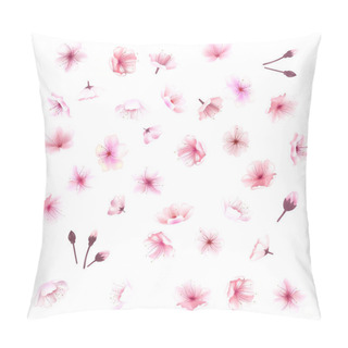 Personality  Cherry Blossom, Flowers Of Sakura, Set, Pink,  Collection,vector Illustration Pillow Covers