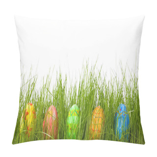 Personality  Row Of Five Easter Eggs In Fresh Green Grass Pillow Covers