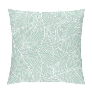 Personality  Abstract Seamless Pattern With Leaves , Green And White  Summer Floral Background. Vector Pattern On A Modern Style. Pillow Covers