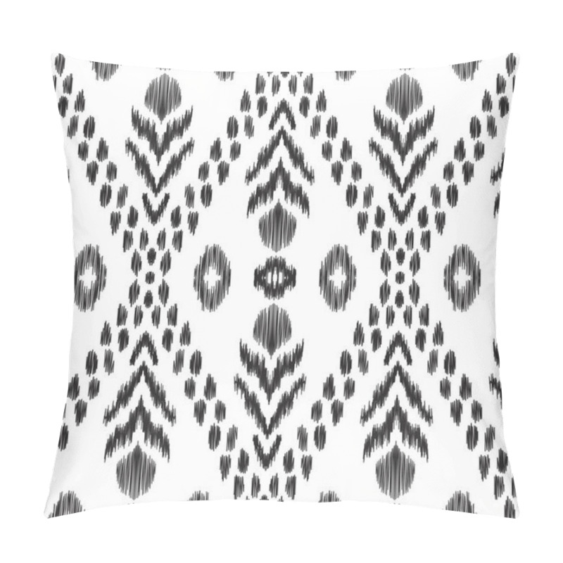 Personality  Vector illustration of black and white ikat seamless pattern. Design in ethnic style. pillow covers