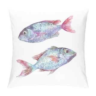 Personality  Watercolor Fish Isolated On White Pillow Covers