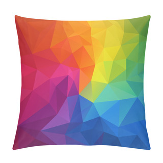 Personality  Vector Abstract Irregular Polygon Background With A Triangular Pattern In Full Color Rainbow Spectrum Colors Pillow Covers