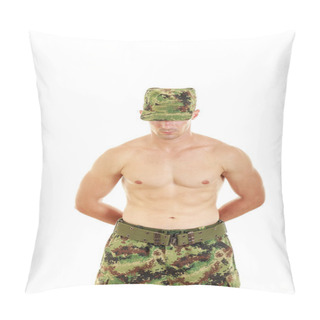 Personality  Soldier On Security Position Wearing Military Pants And Hat Pillow Covers
