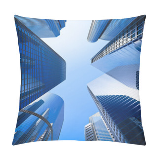 Personality  Blue Highrise Glass Skyscraper Street Low Angle Shot Pillow Covers