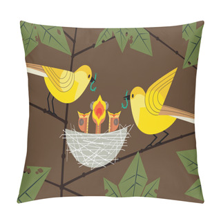 Personality  Baby Birds In Nest Pillow Covers