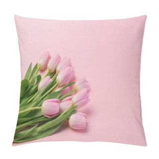 Personality  Pink Tulip Flowers With Copy Space Pillow Covers