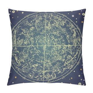 Personality  Vintage Zodiac Constellation Of Northen Stars. Pillow Covers
