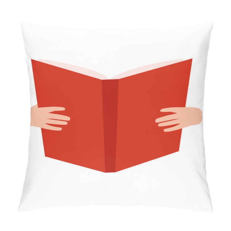Personality  Open book with hands vector illustration. pillow covers