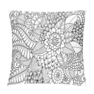 Personality  Black And White Flower Pattern For Adult Coloring Book. Pillow Covers
