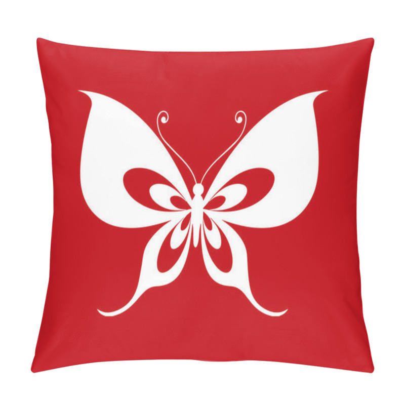 Personality  butterfly motif or white butterfly isolated on red background.  pillow covers