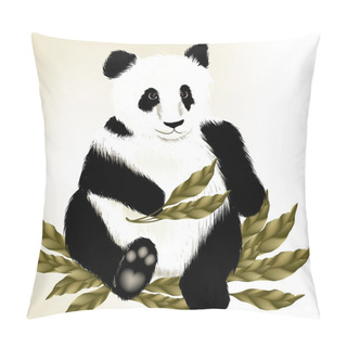 Personality  Cute Panda Bear On A White Background Pillow Covers