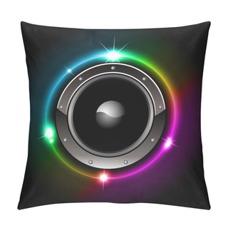Personality  Futuristic Speaker With Glowing Lights Behind Pillow Covers