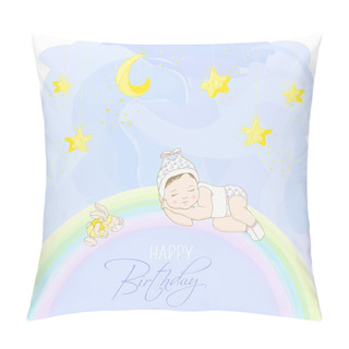 Personality  Happy Birthday Card Wirh Sleeping Baby. Pillow Covers