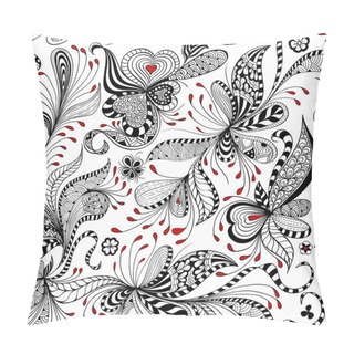 Personality  Vector Seamless Black And Red Floral Pattern Pillow Covers