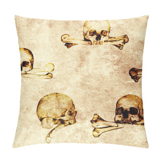 Personality  Seamless Grunge Halloween Background With Human Skulls Pillow Covers