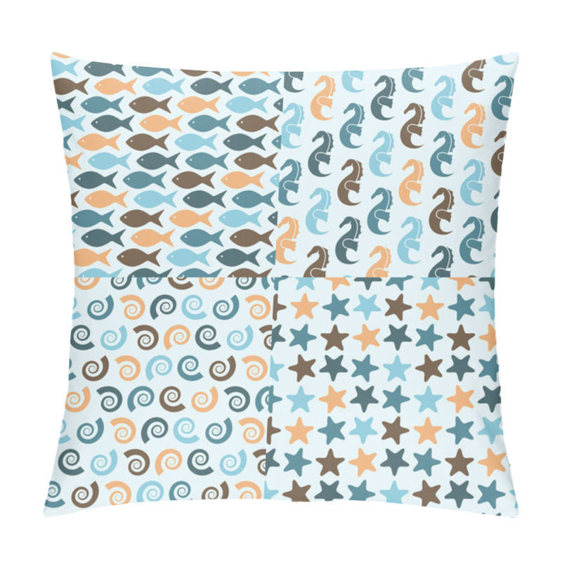 Personality  Vector Seamless Pattern With Sea Creatures Pillow Covers