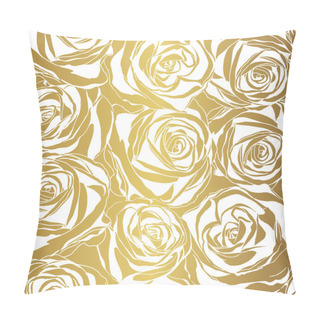 Personality  Elegant White Rose Pattern On Gold Background. Vector Illustration.  Pillow Covers