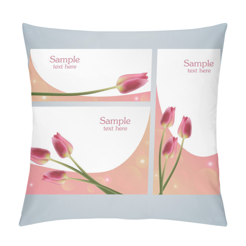 Personality  Brochure template cards with red tulips pillow covers