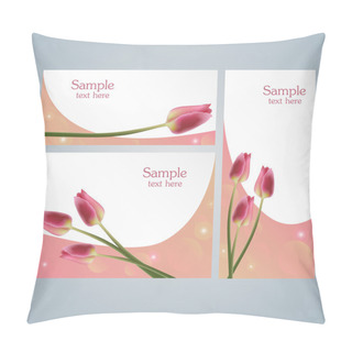 Personality  Brochure Template Cards With Red Tulips Pillow Covers