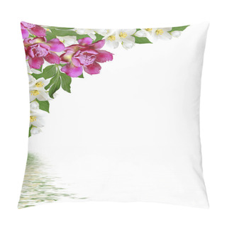 Personality  Branch Of Jasmine Flowers Isolated On White Background Pillow Covers