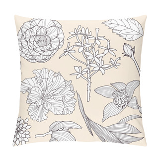 Personality  Set Of Vector Tropical Flowers Pillow Covers
