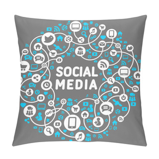 Personality  Social Media, Background Of The Icons Vector Pillow Covers