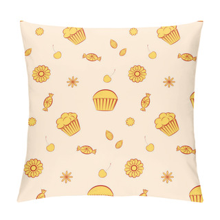 Personality Hand Drawn Vector Seamless Patterns With Cupcakes, Candies And C Pillow Covers