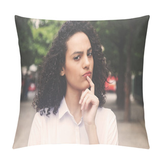 Personality  Thinking Caribbean Woman In A Park In Vintage Warm Cinema Look Pillow Covers